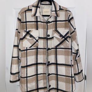 Thread & Supply Shirt Jacket; sz Small; white, tan, black